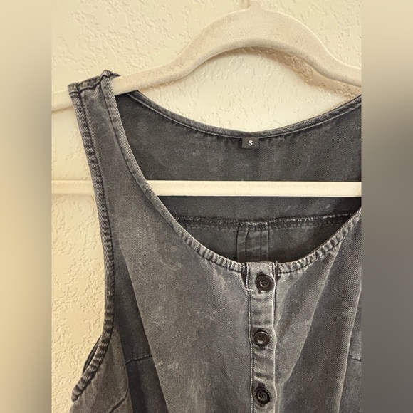 Amazon denim sleeveless jumpsuit in charcoal - Picture 5 of 8